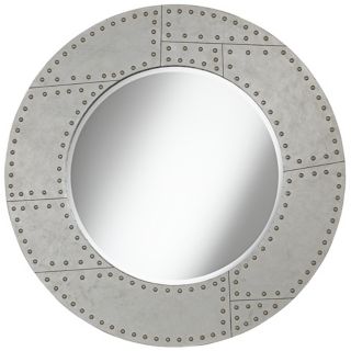Riveted Metal 36" Round Wall Mirror   #Y3051
