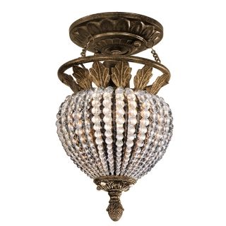 Weathered Patina with Crystal 7" Wide Ceiling Light Fixture   #08973