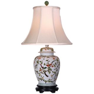 Song Birds Porcelain Temple Jar Table Lamp   #G7005