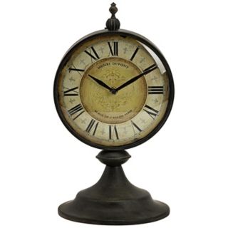 Antique Round Metal Christopher Tabletop Clock   #T9633