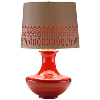 John Richard Red Pattern Shade Table Lamp   #X7471