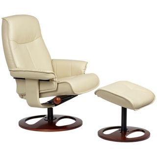 Vincente Taupe Vinyl Recliner with Ottoman   #W9451