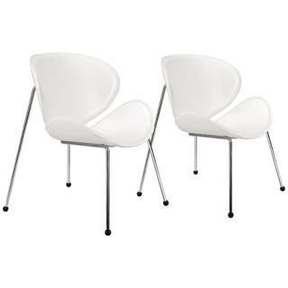 Set of Two Match White Vinyl Chairs   #G3924