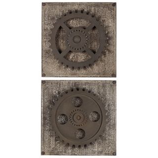 Uttermost Set of 2 Rustic Gears 17" Square Wall Art   #Y1441