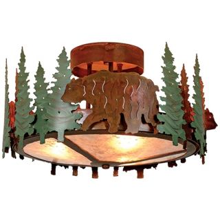 Woodcrest Collection Bear 17" Wide Ceiling Light   #J0570