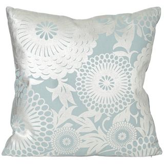Shiny Flower 18" Square Metallic Blue Designer Pillow   #W0371