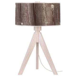 Lights Up Woody Pickled Dark Faux Bois Shade Table Lamp   #T6221