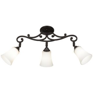 White Painted Glass 3 Light Scroll Track Fixture   #V8452
