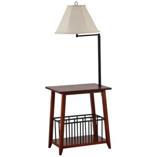 Seville Oak and Bronze Swing Arm Floor Lamp End Table   #V9031
