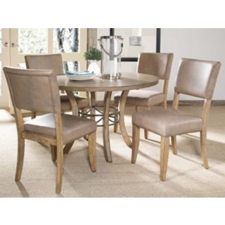 Hillsdale Charleston Round Wood and Parsons Dining Set of 5   #V9853