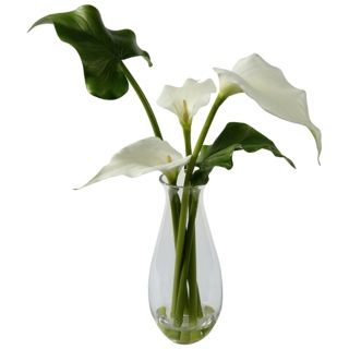 Jane Seymour 24" White Faux Calla Lily in Glass Vase   #V5937
