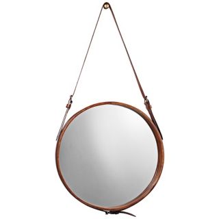 Jamie Young Leather Strap 29" High Round Wall Mirror   #U3443