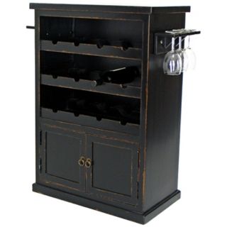 . Hand painted antique black finish. 26 wide. 38 high. 14 deep