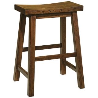Distressed Honey Brown Wood 24" High Counter Stool   #H5636