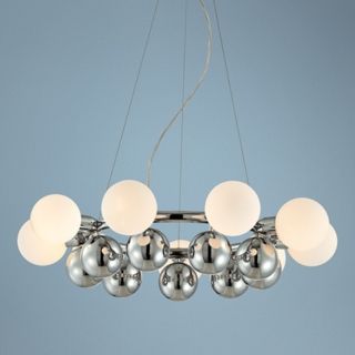 Glass Spheres 27" Wide Stainless Pendant Chandelier   #U0753