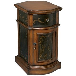 Milliken Walnut Hand Painted Detail Chairside Table   #T0616