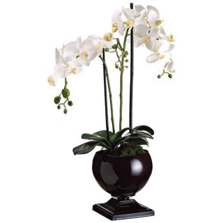 Potted White Phalaenopsis 29" High Faux Silk Orchids   #W7622