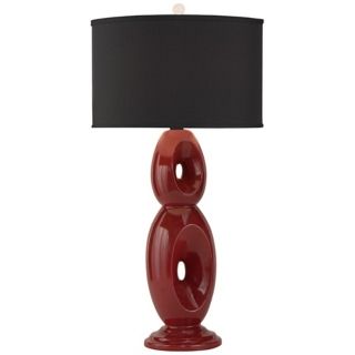 Thumprints Loop Red With Black Shade Table Lamp   #V7316