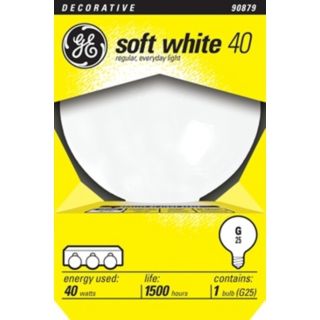 GE 40 Watt G25 Medium Base White Light Bulb   #90879