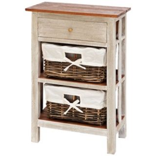 Solid Wood and Rattan 3 Drawer Accent Table   #W8459