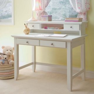 Naples White Wood Student Desk and Hutch   #W3289
