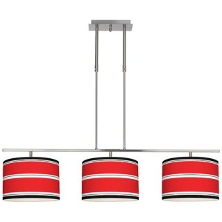Red Stripes 46" Wide Bar Hanging 3 Drum Island Light   #M3236 U4657