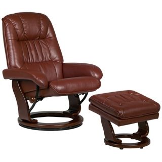 Kyle Cognac Faux Leather Ottoman and Swiveling Recliner   #M5082