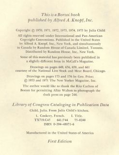 From Julia Childs Kitchen Julia Child First Edition 1975 Hardcover
