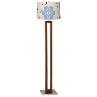 Blue and Brown Floral Walnut Rectangle Floor Lamp   #T1391 T6528