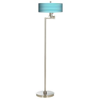 Aqua Horizontal Stripe Energy Efficient Swing Arm Floor Lamp   #13024 J9146