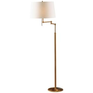 Antique Brass White Shade Swing Arm Holtkoetter Floor Lamp   #U7516