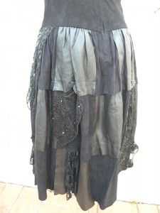 Judith Ann Spectacular Leather Gypsy Laced Bejeweled Beaded Dress Crop