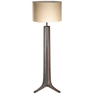 Cerno Forma Oiled Walnut LED Floor Lamp with Burlap Shade   #X6768