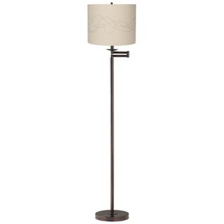 Abstract Stitched Bronze Swing Arm Floor Lamp   #41523 K4304