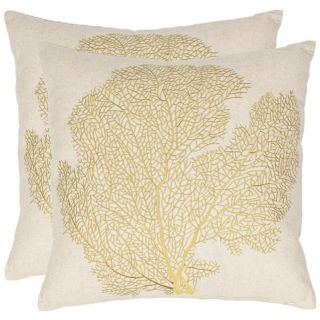 Set of 2 Safavieh Spice Beach Lime Coral Fan Pillows   #X6580