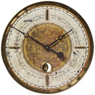 Leonardo Script Cream 18" Wide Round Wall Clock   #R8104