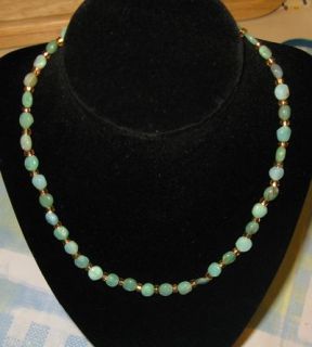 Peruvian Opal 17 Necklace 14k Vermeil Closure Gold Leaf Beads