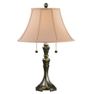 Two Tone French Bronze Beige Textured Shade Table Lamp   #F3169