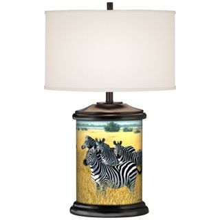 Zebra Family Giclee Art Base Table Lamp   #R2109 R7683