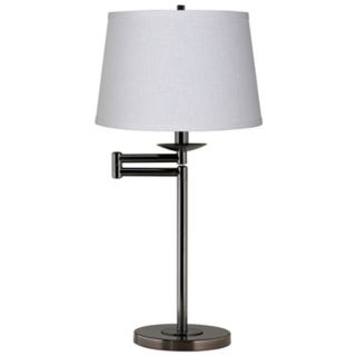 White Linen Bronze Swing Arm Desk Lamp Base   #41165 K4850