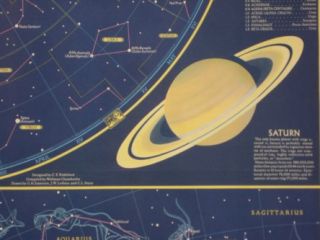 Map of The Heavens Star Charts Mars Jupiter Saturn Moon Zodiac Palomar