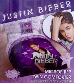 Love Justin Bieber Purple Twin Comforter Sheets 4pc Bedding New