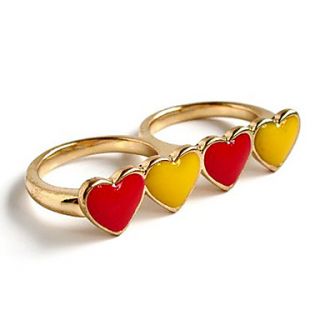 USD $ 2.99   Four Hearts Shape Double Ring (Random Colors),