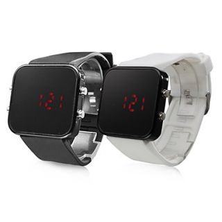 Paar Silikon sportlichen Stil rote LED Armbanduhr (schwarz und weiß