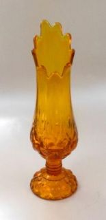 Kanawha Glass Golden Amber Moon and Stars Varient Footed Swung Vase