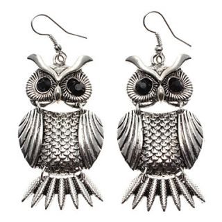 USD $ 3.49   Silver Owl Alloy Earrings,