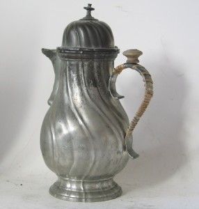Antique Pewter German Coffee Pot Pitcher Kanne C 1840s