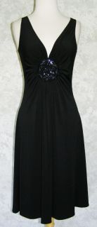 Maggy London Black Stretch Jersey Tank Dress 4 with Beaded Medallion