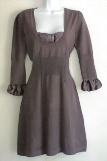 Karen Millen Lavender Gray Knit Dress Satiny Trim Sz 3 12 14