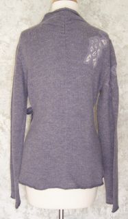 Moth Anthropologie Purple Frosted Panes Battenburg Lace Sweater L Wrap